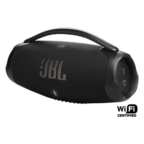 Jbl Boombox 3 Wi-Fi Streaming And Bluetooth Portable Speaker, Deep Bass, 3-Way Speaker, 24H Battery, 3D Dolby Atmos, Dust & Waterproof, Built-In Charger, Chromecast, Airplay Alexa,Party Boost Black