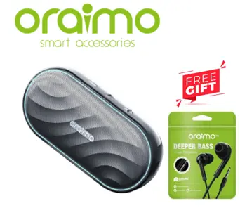 LIMITED OFFER!! Oraimo SpaceBox Bluetooth Speaker -8W, FM/USB/TF/AUX Support, Powerful Booming Bass, Personalized Light Show, PlaytimeBoost Mode, Custom EQ Settings
