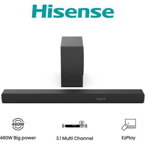 Hisense HS3100 480W TOTAL OUTPUT POWER, 6.5”WIRELESS SUBWOOFER, 3.1CH Wireless Soundbar.Has a superb bass system with a very good clarity equilized sound system.