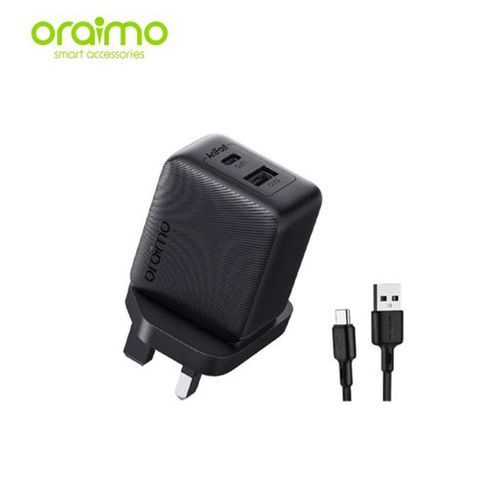 Oraimo Can-non 18D 18W Wall Charger Kit +type C Cable with dual output and a type c port. Rapid charge ,smart temperature management