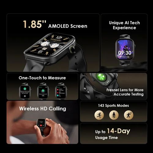 Oraimo OSW-811H Watch Pro AM 1.85 AMOLED IP68 Smart Watch. can withstand battery upto 14 days standby of usage. manages all calls and notifications and exercise features