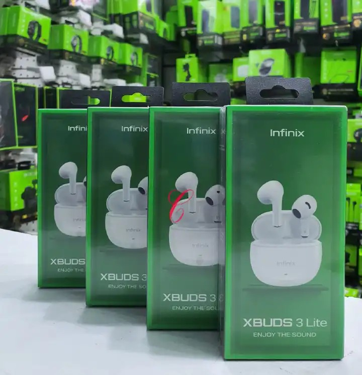 Infinix XBuds 3 Lite Wireless Bluetooth Headphones With DUAL MIC ENC Earbuds And Charging Case.has a superb bass system. can withstand power for a long time upto 5 days standby.