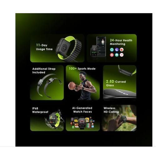 Oraimo Watch Nova N OSW-813N 2.04” Amoled Curved Glass Smart Watch.can withstand power for a long period of time upto 2 weeks standby. both official and casual