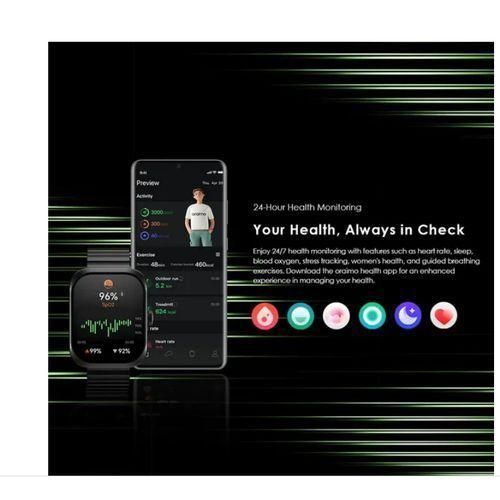 Oraimo Watch Nova N OSW-813N 2.04” Amoled Curved Glass Smart Watch can withstand power for a long period of time upto 2 weeks standby