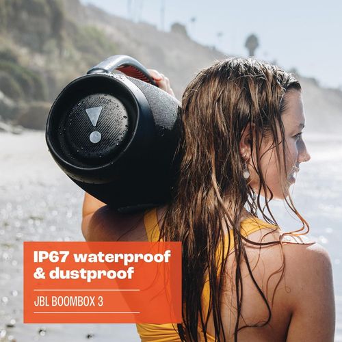 JBLBoombox 3 WiFi Portable Bluetooth Speaker (Black) Party Ready Outdoor Sound IP67 Waterproof Multi Room Wi Fi & True Wireless Stereo USB C Cable Microfiber Cloth