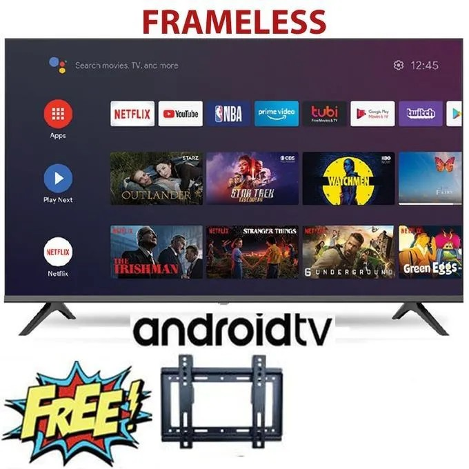 Vitron Vitron43" HTC4388FS 43" Inch TV Frameless, Bluetooth Enabled, Full HD ,Smart Android Television, Inbuilt Decoder For Local Channels,Wi-fi Connectivity, Netflix Youtube App Store (1 YEAR WARRANT