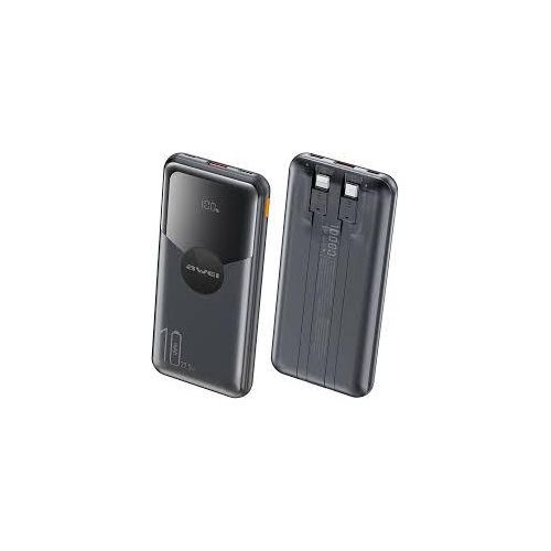 Awei P65K 10000mah Digital Display Power Bank Battery.super fast charging powerbank with in-built cables.can charge any device withing the parametres of gadgets.