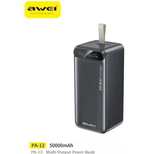 Awei 50000 M Ah Fast Charging 22.5W Portable Powerbank-(Pa-13).super super fast charging powerbank. can charge upto 12 phones at ago.can withstand power for a long periold of time upto 28 days stndby
