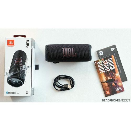 Jbl Flip 6 original Portable Bluetooth Speaker, powerful sound and deep bass, IPX7 waterproof, 12 hours of playtime, Party Boost for multiple speaker pairing for home, outdoor and travel (Black)
