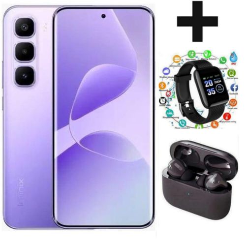 Infinix HOT 60 PRO PLUS,AMOLED CURVED SCREEN DISPLAY 6.78" INCHES(8GB +8GB) 16GB RAM & 256 GB 5160 MAH BATTERY COMES WITH FREE GIFTS ( AIRPODS + SMART WATCH +POWERBANK ) FOR YOU