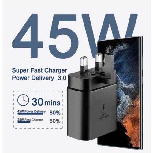 Samsung 45 Watts Super Fast Type C To C Charger For Galaxy, A05s, A15, A14,A35, A55, A34, A54, A06, A16, A26,A36, A56, S20,S20 Plus,S20 Ultra,S21,S21 Plus,S21 Ultra, S22, S22Plus, S22 Ultra, S23,S23 P