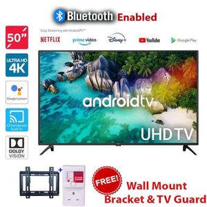 Glaze GZ5030US 50" Inch Frameless Ultra HD 4K Smart Android TV with Bluetooth Connectivity + FREE TV Guard + FREE Wall Bracket+1 Year Warranty
