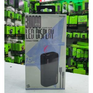 Tecno TPB-P1301 30000mAh Omni Tank power bank now available.super fast charging .can charge at a very faster rate. compatible with all phone models .