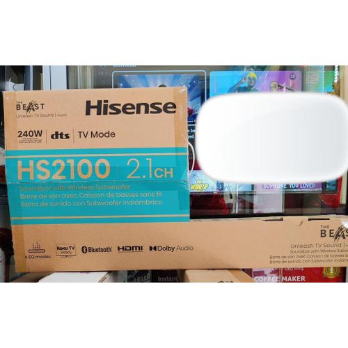 Hisense HS2100 2.1 Soundbar Home Theatre System with Wireless Subwoofer, 240W, Dolby Audio.Has got a superb deeper bass system with pure output crarity surrounding sound .