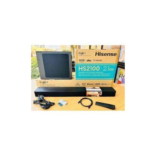 Hisense HS2100 2.1 Soundbar Home Theatre System with Wireless Subwoofer, 240W, Dolby Audio.Has got a superb deeper bass system with pure output crarity surrounding sound .