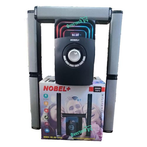Nobel 55000W PMPO MULTIMEDIA SPEAKER SYSTEM, 5.1CH, DEEP BASS BLAST, 2 TALL BOYS, PREMIUM SOUND QUALITY, ADJUSTABLE SOUND CONTROLS, BLUETOOTH, FM RADIO, HDMI, MP3, SD CARD, AUX, USB, RCA, REMOTE CONTR