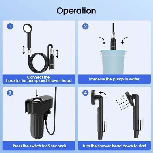 Oraimo AquaFlex OPS-201A Portable Rechargeable Shower Pump Water Saving & High Pressure IPX7 Waterproof 60-Min Battery