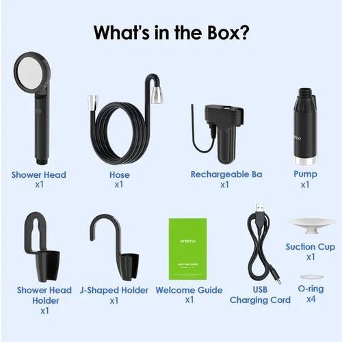 Oraimo AquaFlex OPS-201A Portable Rechargeable Shower Pump Water Saving & High Pressure IPX7 Waterproof 60-Min Battery