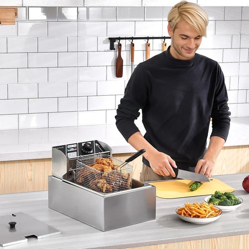 Globalstar 6 LITRES STAINLESS STEEL 6L SINGLE TANK Energy Efficient Double Electric Chips /Chicken /MANDAZIS Deep Fryer Machine