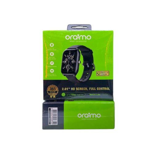 Oraimo Watch 5 Lite Smartwatch 2.01” HD Display | Bluetooth Calling | 105+ Sports Modes | Heart Rate & SpO₂ Monitoring | IP68 Waterproof | 7 Days Battery | Android & iOS Compatible Smart Watch for all