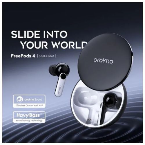 Oraimo FreePods 4 True Wireless Earbuds | ENC Noise Reduction | Deep Bass Sound | Bluetooth 5.3 | Long Battery Life | Touch Control | Comfortable Fit | Android & iOS Wireless Earphones Kenya