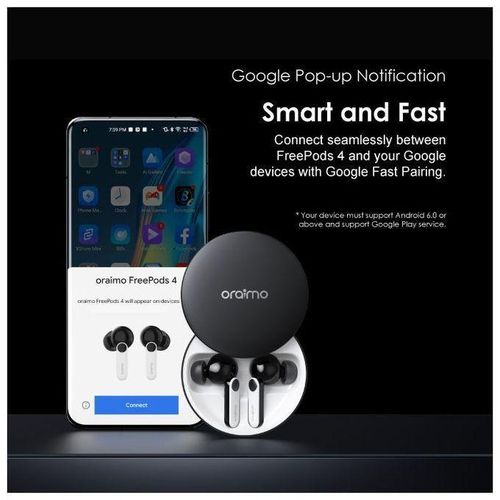 Oraimo FreePods 4 True Wireless Earbuds | ENC Noise Reduction | Deep Bass Sound | Bluetooth 5.3 | Long Battery Life | Touch Control | Comfortable Fit | Android & iOS Wireless Earphones Kenya