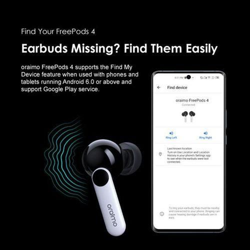 Oraimo FreePods 4 True Wireless Earbuds | ENC Noise Reduction | Deep Bass Sound | Bluetooth 5.3 | Long Battery Life | Touch Control | Comfortable Fit | Android & iOS Wireless Earphones Kenya