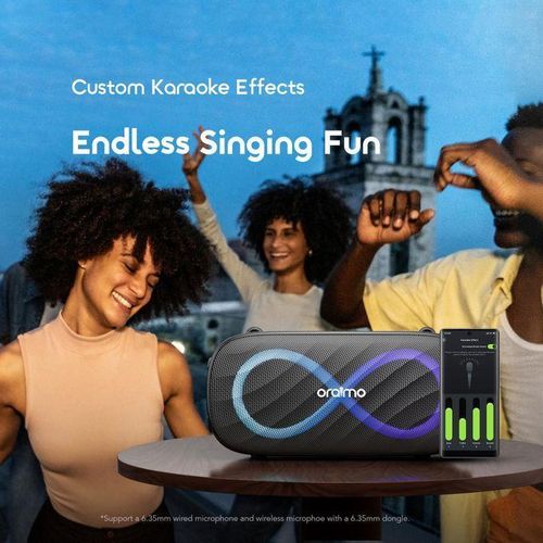 Oraimo SpaceBox Pro 80W Wireless Bluetooth Speaker – Deep Bass, Infinite Beat Lights, Karaoke Support, Long Playtime & Portable Strap – Party/Outdoor Speaker Kenya