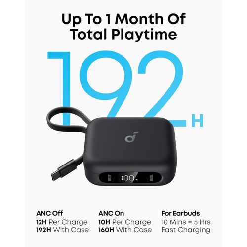 Soundcore P41i Wireless Earbuds by Anker Adaptive ANC Bluetooth 5.3 Earphones with Power Bank Charging Case 192H Playtime Deep Bass AI Clear Calls IPX5 Waterproof Earbuds for Android iPhone Gaming Mus