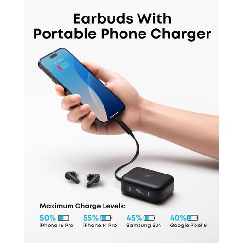 Soundcore P41i Wireless Earbuds by Anker Adaptive ANC Bluetooth 5.3 Earphones with Power Bank Charging Case 192H Playtime Deep Bass AI Clear Calls IPX5 Waterproof Earbuds for Android iPhone Gaming Mus