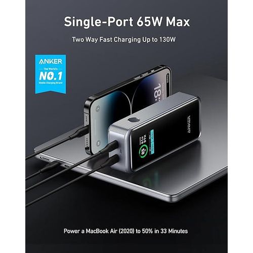 Anker Prime Power Bank 100W 27650mAh Fast Charging Powerbank – Smart Digital Display Portable Laptop Charger, USB-C PD High Capacity Power Bank for MacBook, Samsung, iPhone, Tablets & Gaming Devices K