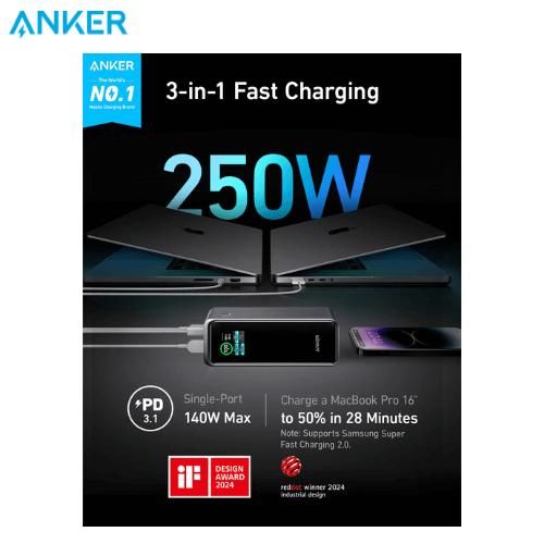 Anker Prime Power Bank 100W 27650mAh Fast Charging Powerbank – Smart Digital Display Portable Laptop Charger, USB-C PD High Capacity Power Bank for MacBook, Samsung, iPhone, Tablets & Gaming Devices K