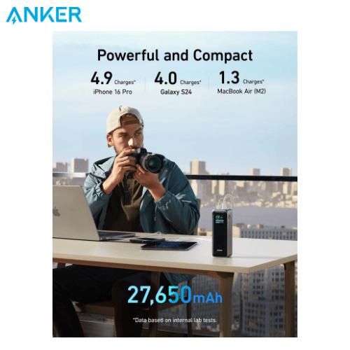 Anker Prime Power Bank 100W 27650mAh Fast Charging Powerbank – Smart Digital Display Portable Laptop Charger, USB-C PD High Capacity Power Bank for MacBook, Samsung, iPhone, Tablets & Gaming Devices K