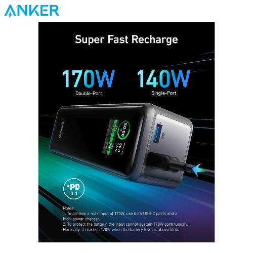 Anker Prime Power Bank 100W 27650mAh Fast Charging Powerbank – Smart Digital Display Portable Laptop Charger, USB-C PD High Capacity Power Bank for MacBook, Samsung, iPhone, Tablets & Gaming Devices K