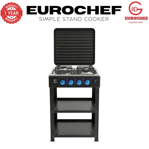 Eurochef 3 Gas + 1 Electric Standing Cooker 60x60 with Oven & Storage Shelves – Multifunction Free Standing Cooker, Auto Ignition Gas Cooker with Electric Plate, Family Size Kitchen Cooker Kenya