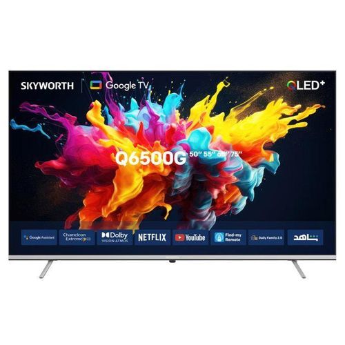 Skyworth 50 Inches 2K QLED Smart TV – Ultra HD Quantum Dot Display, HDR Picture Quality, Smart Android TV, Built-in WiFi & Netflix YouTube Support, Dolby Audio, Frameless Design, Multiple HDMI & USB P