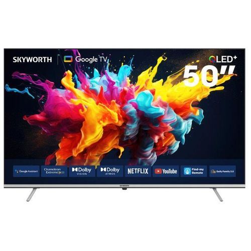 Skyworth 50 Inches 2K QLED Smart TV – Ultra HD Quantum Dot Display, HDR Picture Quality, Smart Android TV, Built-in WiFi & Netflix YouTube Support, Dolby Audio, Frameless Design, Multiple HDMI & USB P