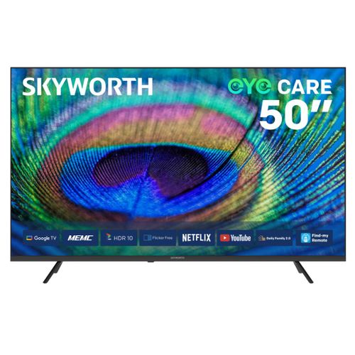 Skyworth 50 Inches 2K QLED Smart TV – Ultra HD Quantum Dot Display, HDR Picture Quality, Smart Android TV, Built-in WiFi & Netflix YouTube Support, Dolby Audio, Frameless Design, Multiple HDMI & USB P