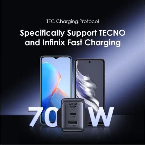 Oraimo HyperGaN 65W Fast Charger – Ultra Compact GaN Technology Wall Charger, USB-C Power Delivery & USB-A Quick Charge Adapter, Laptop & Smartphone Fast Charging, Multi-Device Charging Adapter for An