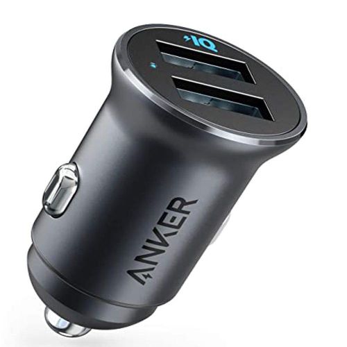 Anker PowerDrive 2 Dual USB Car Charger – Fast Charging 24W Car Adapter, Dual Port USB Vehicle Charger for Android & iPhone, Smart PowerIQ Technology, Compact Car Phone Charger for Travel, Taxi, Uber