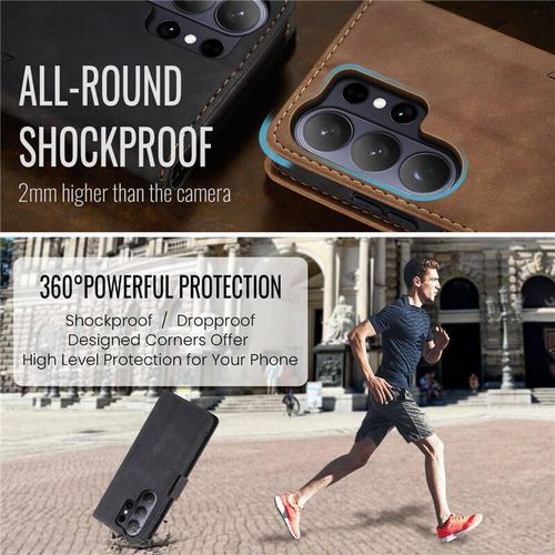 Caseme Wallet Retro Leather Kickstand Flip Case with Cash and Card Pockets and Magnetic Closure, All-Round Protection, Cover Case for Samsung Galaxy S26 Ultra