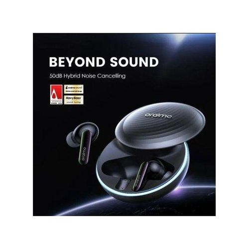 Oraimo SpaceBuds Hybrid ANC Wireless Earbuds Bluetooth 5.4, 50dB Noise Cancellation, Deep Bass, 40H Battery, Fast Charging, Touch Control, IPX4 Waterproof True Wireless Earphones with Charging Case