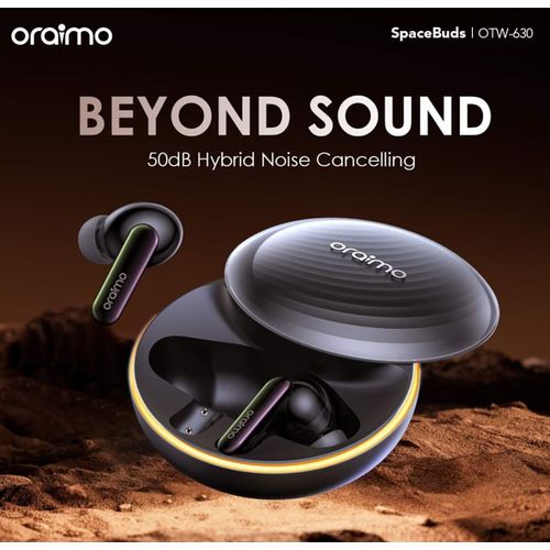 Oraimo SpaceBuds Hybrid ANC Wireless Earbuds Bluetooth 5.4, 50dB Noise Cancellation, Deep Bass, 40H Battery, Fast Charging, Touch Control, IPX4 Waterproof True Wireless Earphones with Charging Case