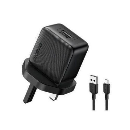 Oraimo PowerCube 10 Fast Charger 10W Wall USB Charger with Type-C Cable, Compact Portable UK Plug, Overcharge & Short-Circuit Protection, Universal Compatibility for Smartphones & Devices