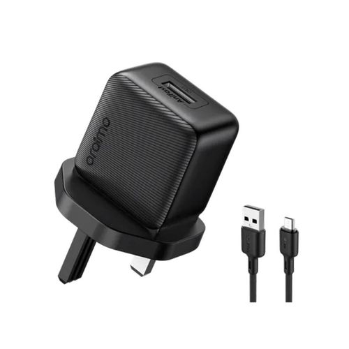 Oraimo PowerCube 10 Fast Charger 10W Wall USB Charger with Type-C Cable, Compact Portable UK Plug, Overcharge & Short-Circuit Protection, Universal Compatibility for Smartphones & Devices