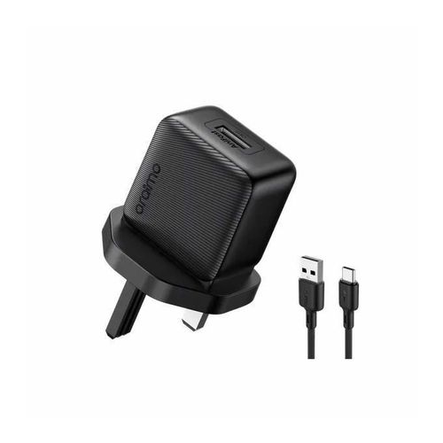 Oraimo PowerCube 10 Fast Charger 10W Wall USB Charger with Type-C Cable, Compact Portable UK Plug, Overcharge & Short-Circuit Protection, Universal Compatibility for Smartphones & Devices
