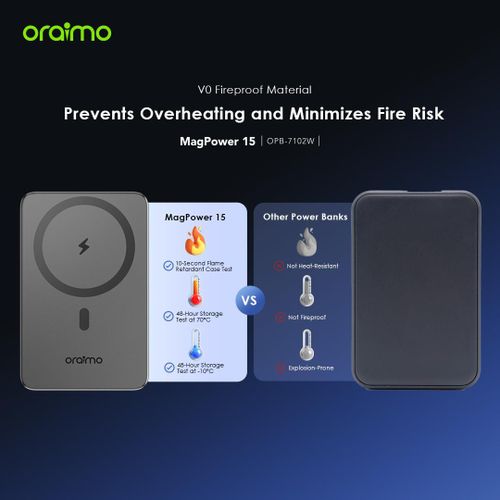 Oraimo MagPower 15 10000mAh Magnetic Wireless Power Bank 15W Fast Charging Portable Charger with Type-C PD Output Strong Magnetic Snap Battery Pack for iPhone Android