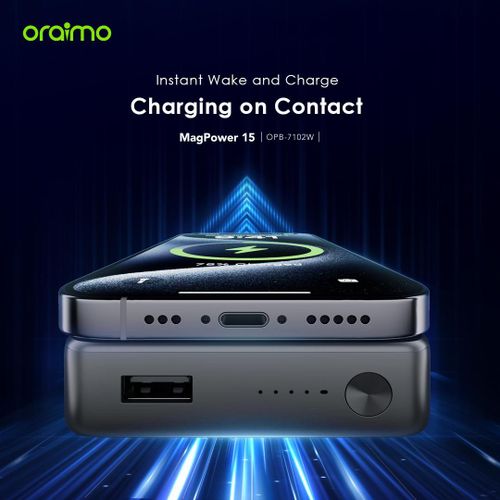Oraimo MagPower 15 10000mAh Magnetic Wireless Power Bank 15W Fast Charging Portable Charger with Type-C PD Output Strong Magnetic Snap Battery Pack for iPhone Android