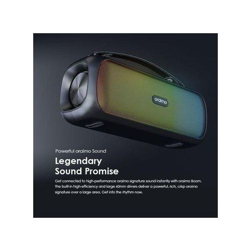Oraimo Boom Powerful Wireless Speaker | Portable Bluetooth Speaker with Massive Bass, Long Battery Life, Stereo Sound & Bluetooth Connectivity | Outdoor Party Speaker Black