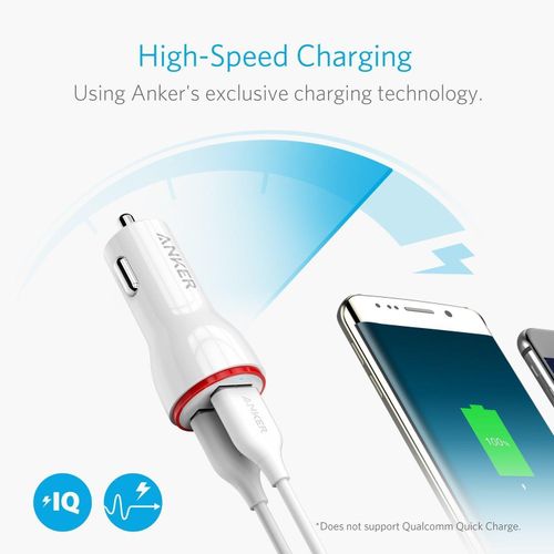Anker PowerDrive 2 24W Dual USB Car Charger Fast Charging Adapter Kenya 2 Port Smart IC Compact Charger For iPhone Samsung Android Safe Durable Car Charger Best Price Nairobi